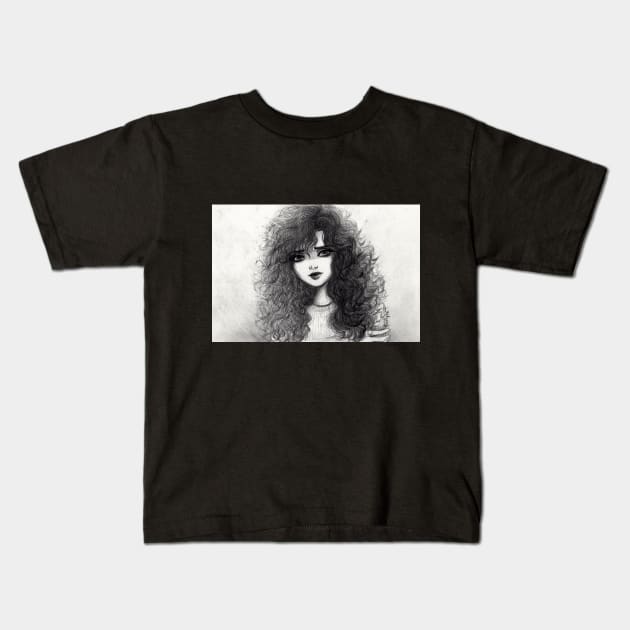 Curly Hair Girl Kids T-Shirt by alien3287